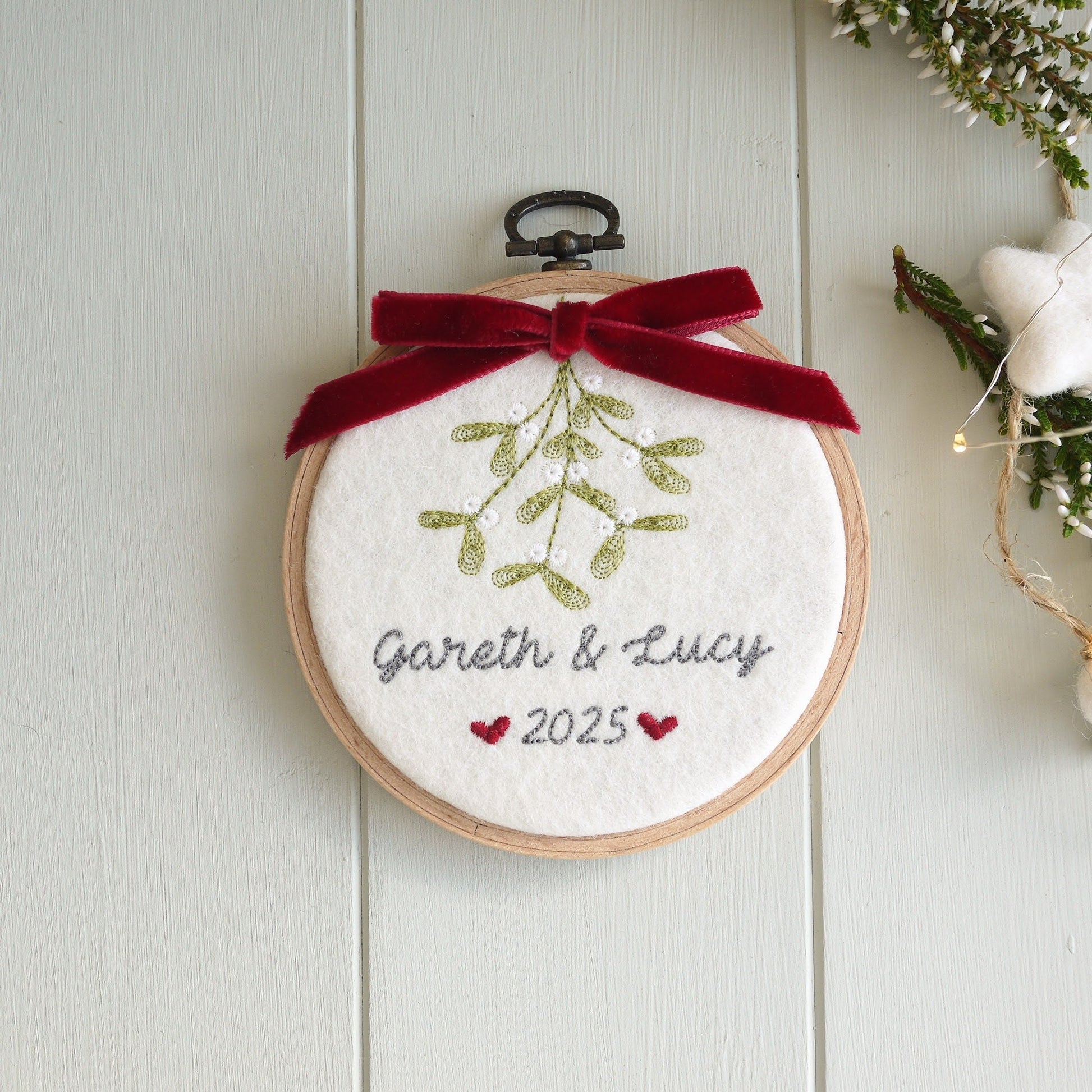 Personalised Mistletoe Tree Ornament for Couples