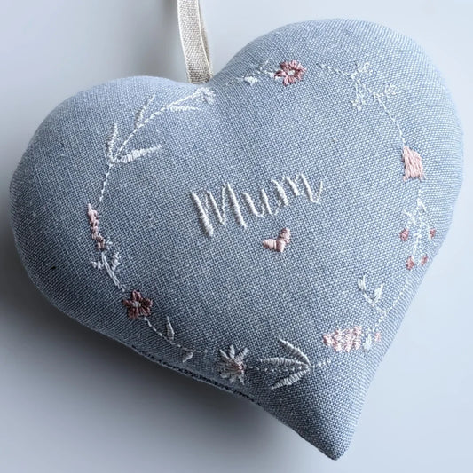 Mothers Day Gift Embroidered Heart Keepsake