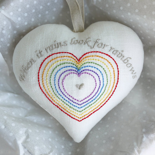 Personalised Embroidered Rainbow Heart Gift – Custom Message