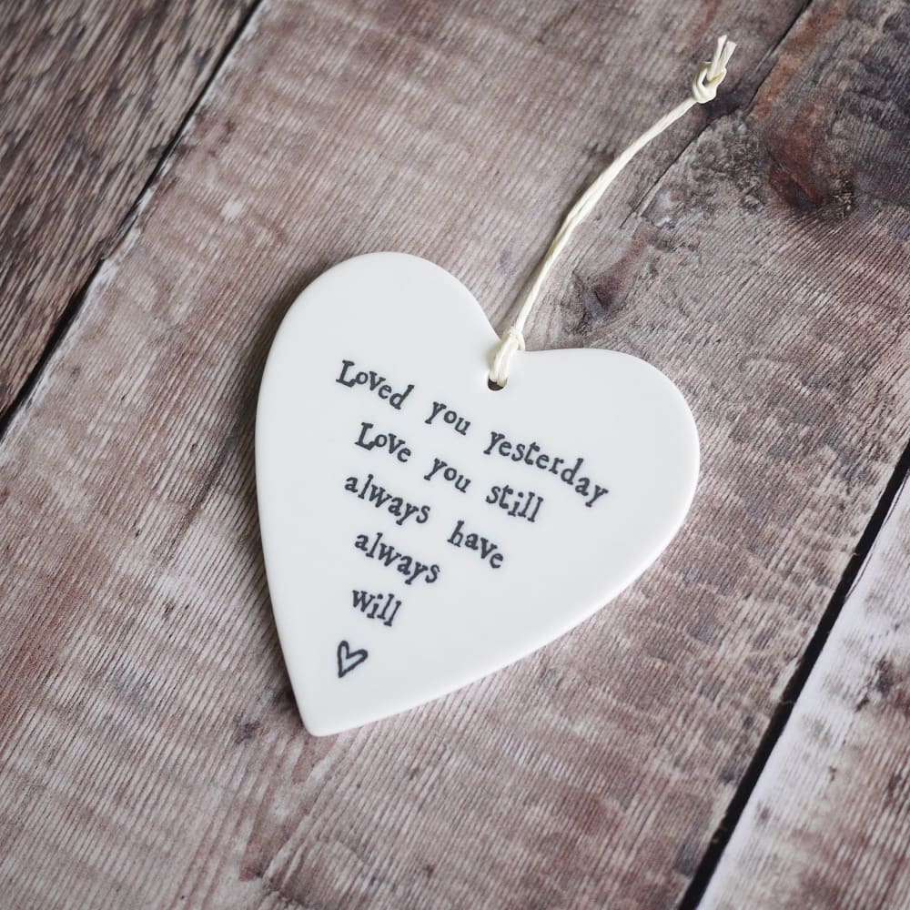 Porcelain Heart Gift with ’Love you still’ Quote