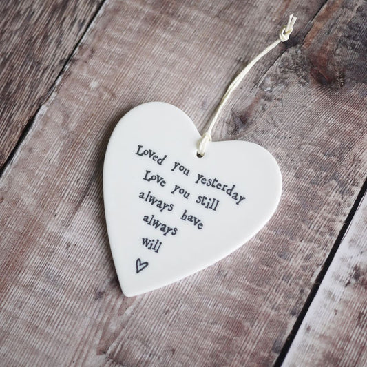 Porcelain Heart Gift with ’Love you still’ Quote