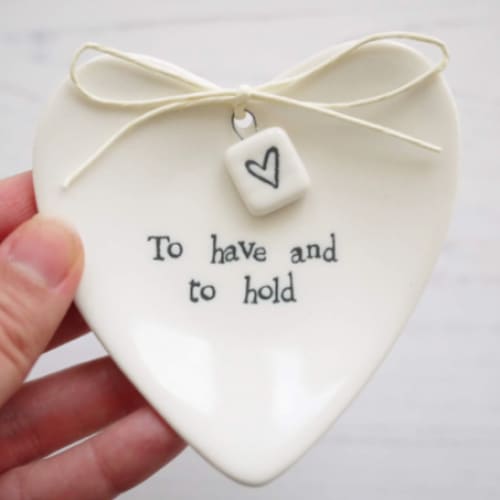 Porcelain Heart Shaped Ring Dish Holder