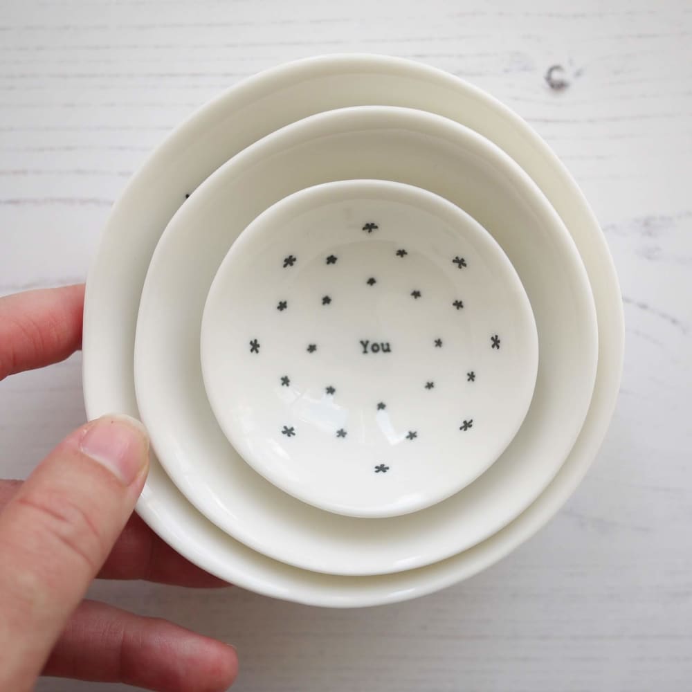 Porcelain Trio of ’always Love You’ Trinket Bowls