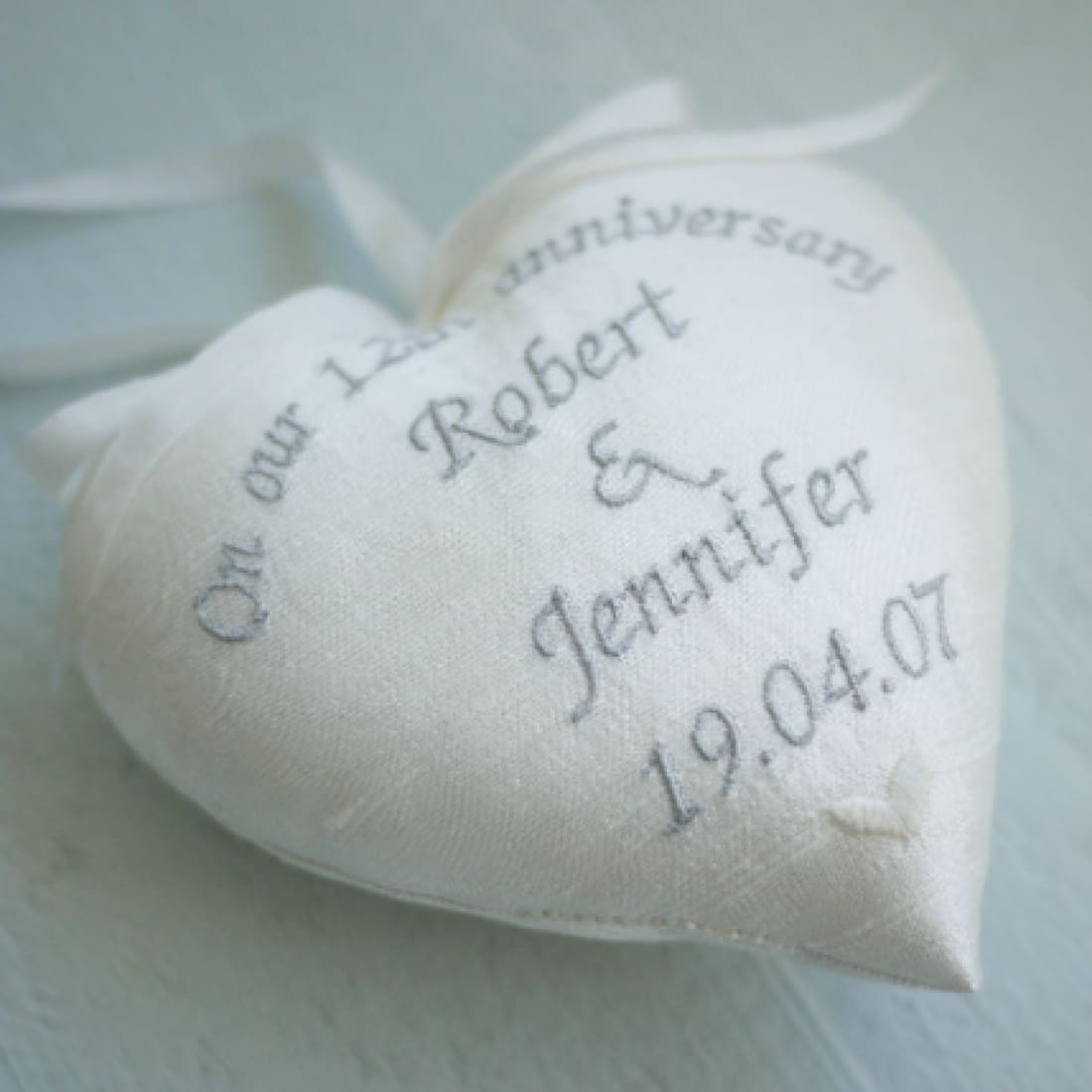 12th Anniversary Silk Gift Heart and Star