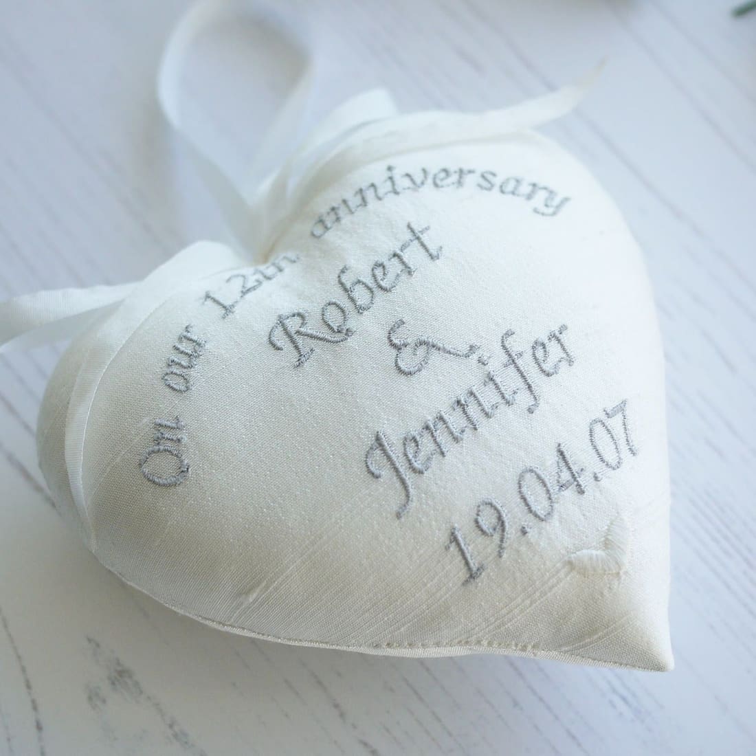 12th Silk Wedding Anniversary Gift Heart