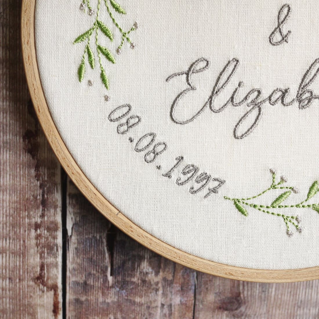 Personalised Silver 25th Wedding Anniversary Embroidered Hoop Gift