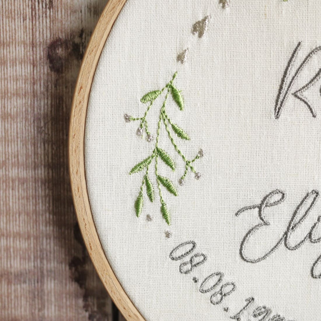 Personalised Silver 25th Wedding Anniversary Embroidered Hoop Gift