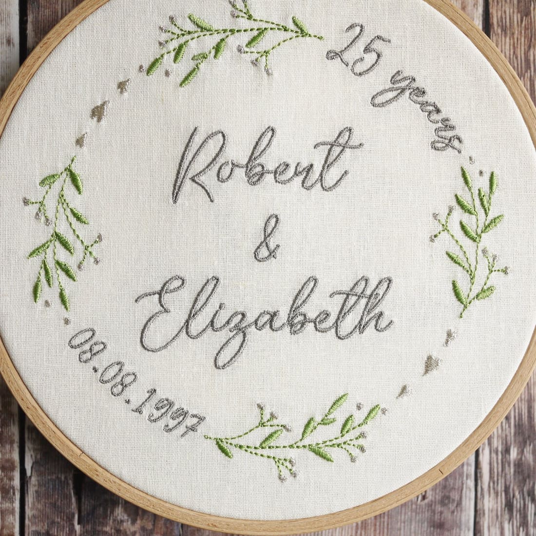 25th Silver Wedding Anniversary Embroidered Plaque 25th 40th and 50th Wedding Anniversary Gifts