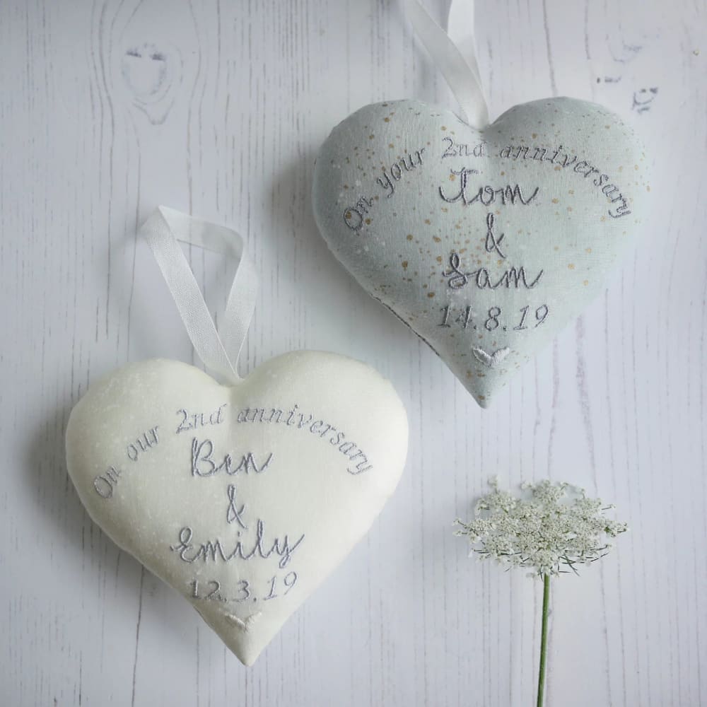 2nd Anniversary Personalised Gift Heart 2nd Cotton Anniversary Gifts