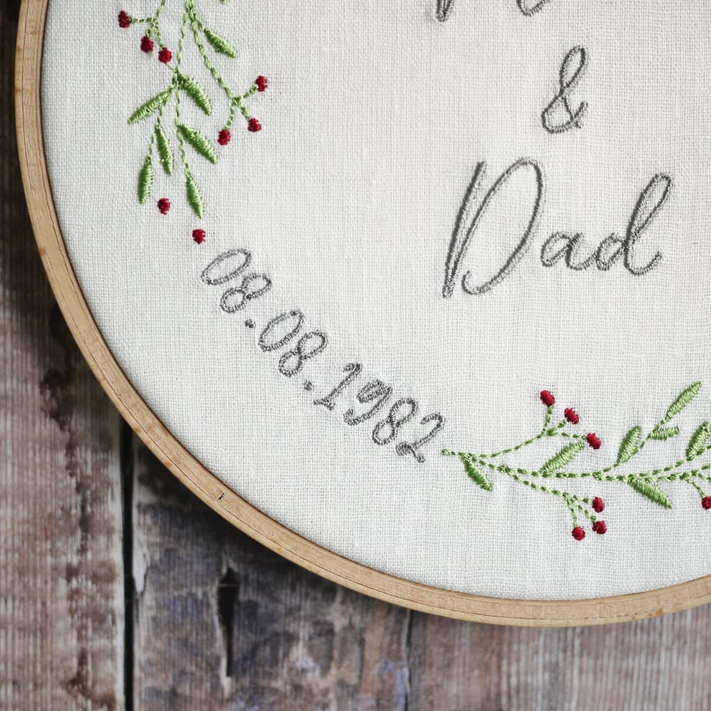 40th Ruby Anniversary Embroidered Gift Hoop