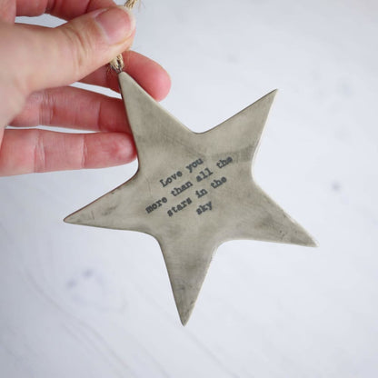 ’Love you more than all the stars’ porcelain gift star Gifts for all occasions