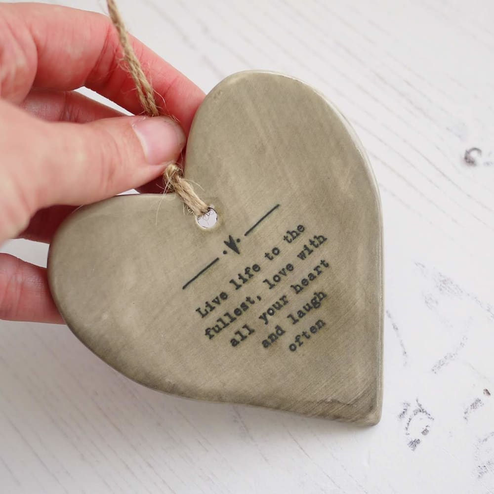 ’Live life to the fullest’ Hanging Heart Gifts for all occasions
