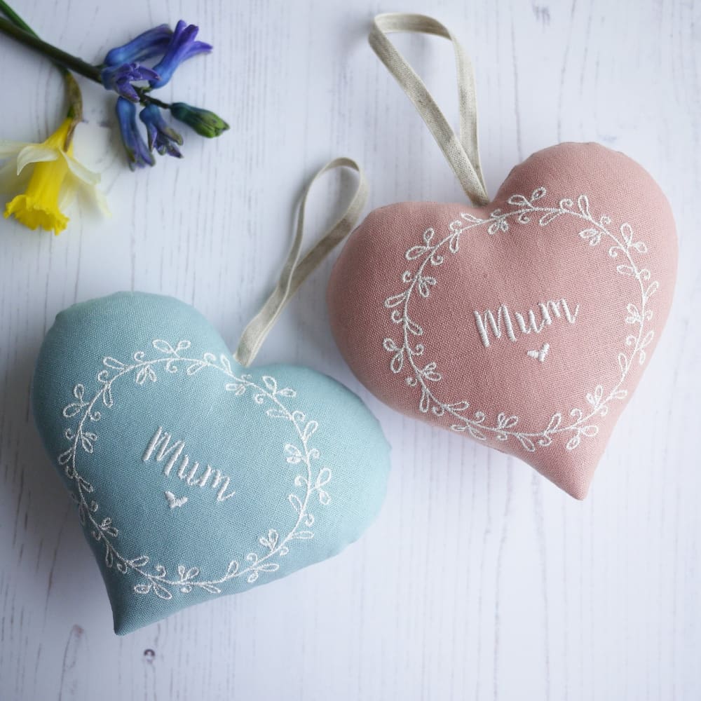 Personalised Embroidered Mothers Day Gift Heart Set