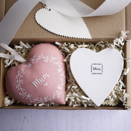 Personalised Embroidered Mothers Day Gift Heart Set