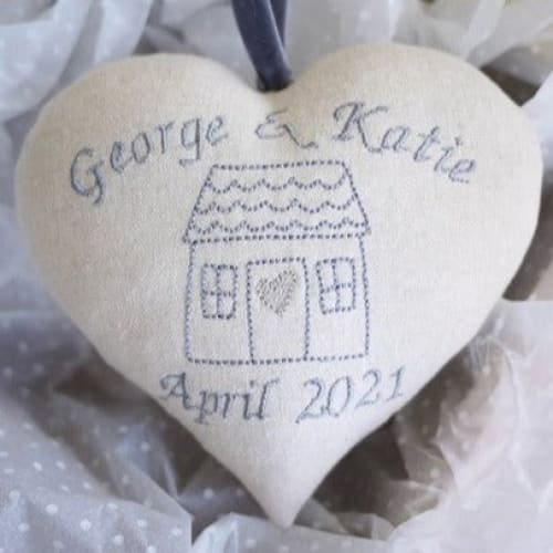 Personalised Embroidered Housewarming Gift Heart