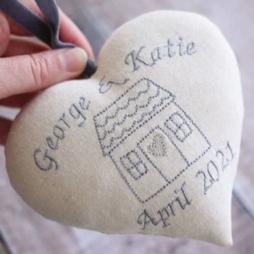 Personalised Embroidered Housewarming Gift Heart