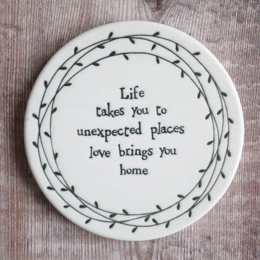 ’Love Brings You Home’ Porcelain Coaster Gifts for all occasions