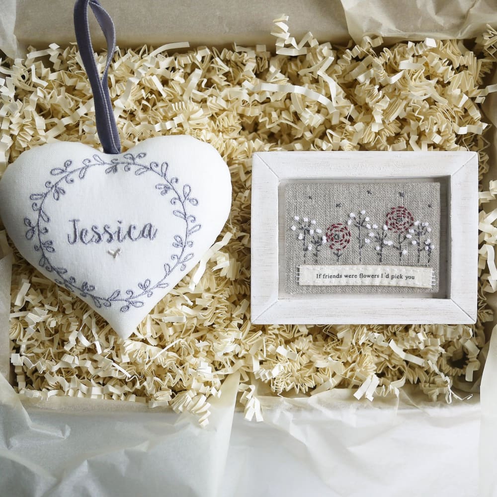 Personalised Handmade Ivory Fabric Hanging Heart Gift for Friends