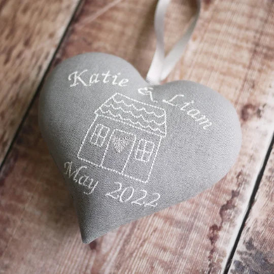 Personalised Embroidered Heart Keepsake Housewarming Gift