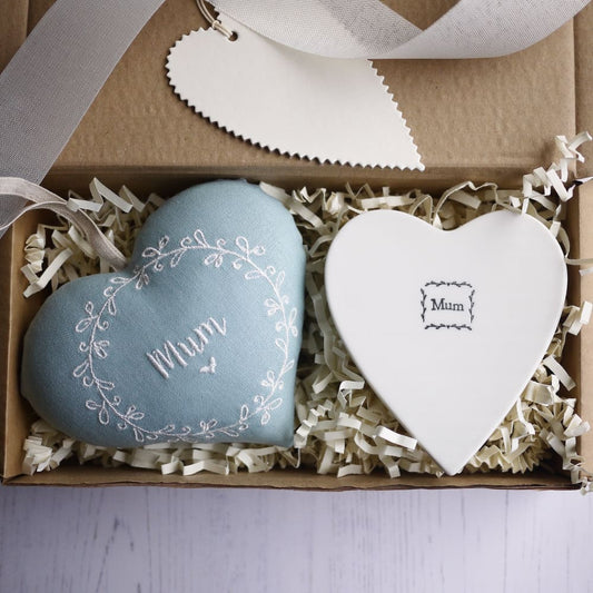 Personalised Embroidered Mothers Day Gift Heart Set