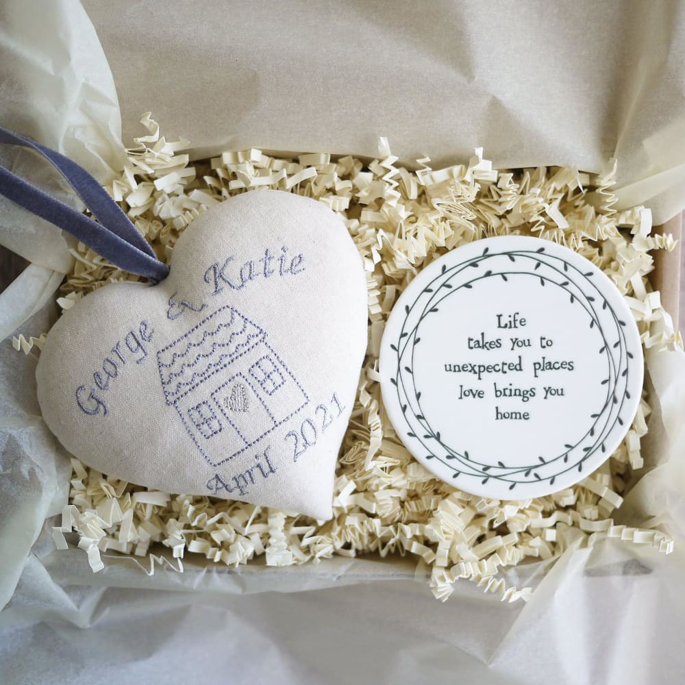 Housewarming Personalised Gift Heart with Coaster