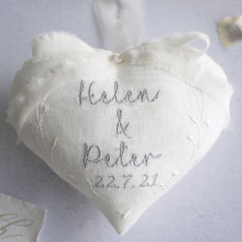 Wedding Day Gift Embroidered Personalised Heart