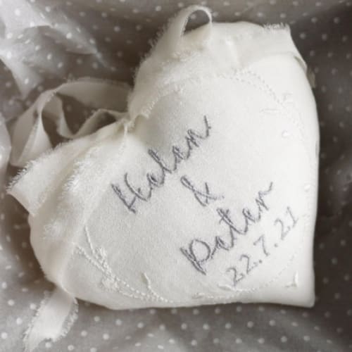 Wedding Day Gift Embroidered Personalised Heart