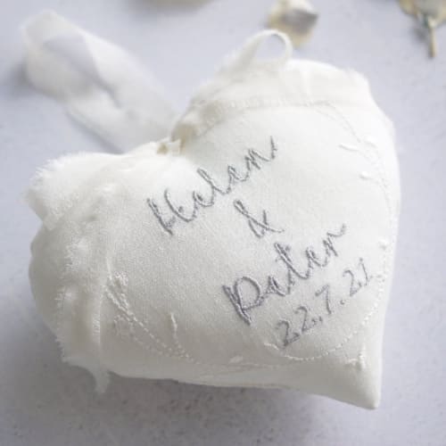 Wedding Day Gift Embroidered Personalised Heart