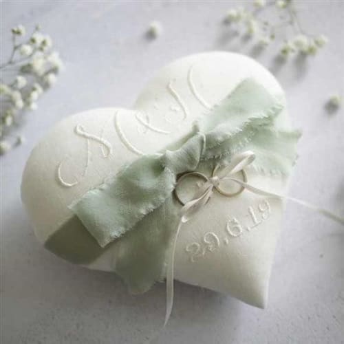 Personalised Heart Shaped Wedding Ring Pillow