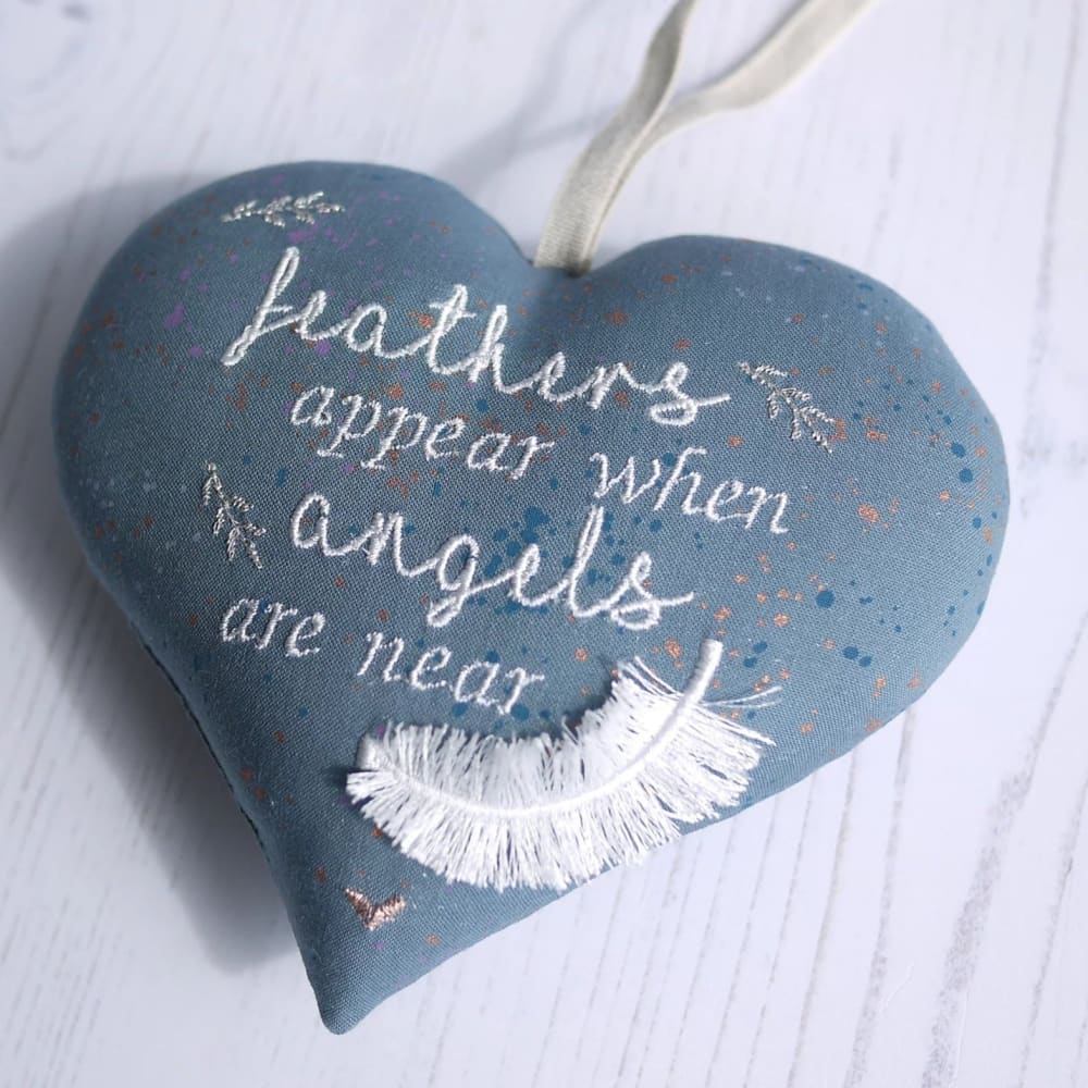 Embroidered Bereavement Gift ’Feathers Appear When Angels Are Near’