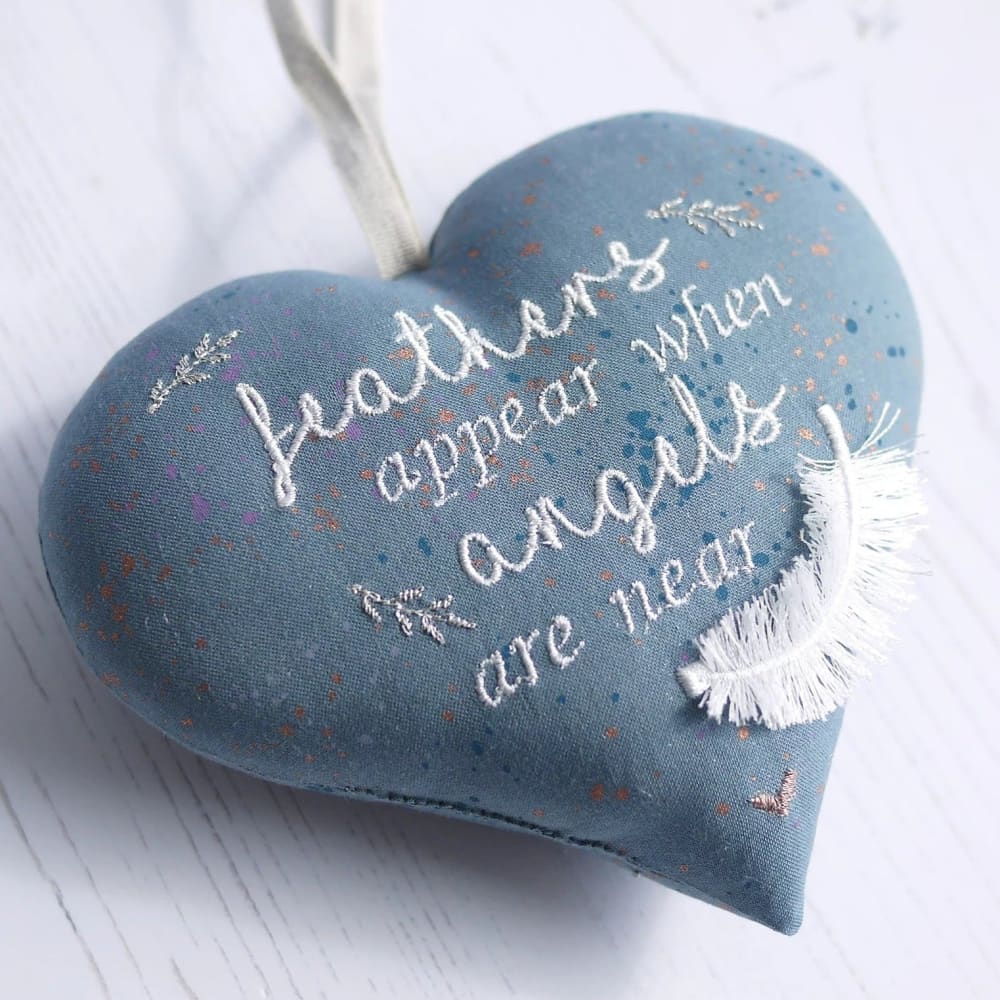 Embroidered Bereavement Gift ’Feathers Appear When Angels Are Near’