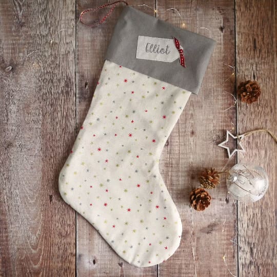 Personalised Grey Christmas Stocking