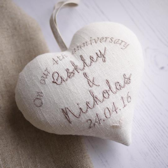 4th Linen Wedding Anniversary Personalised Gifts