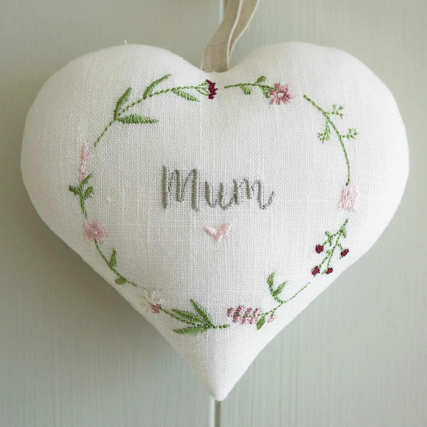 Personalised Mothers Day Embroidered Gift Hearts