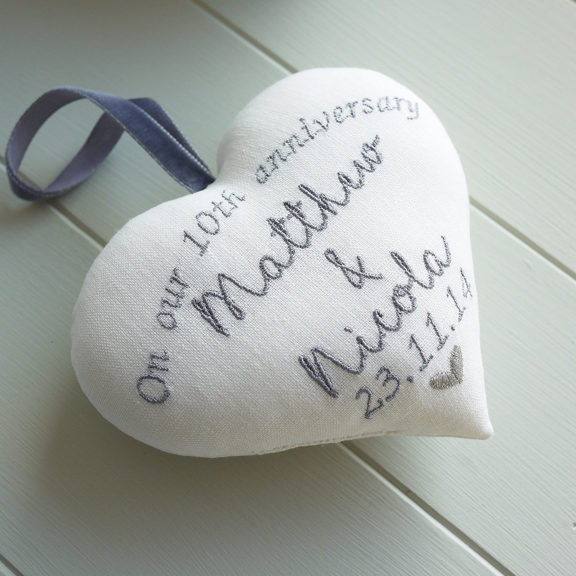 10th Anniversary Personalised Gift Heart with Mini Photo Frame 10th Wedding Anniversary Gifts