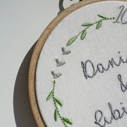 10th Wedding Anniversary Embroidered Hoop