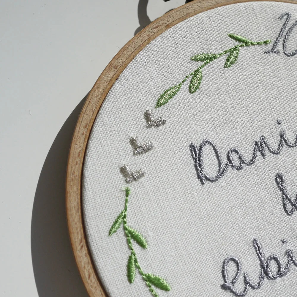 10th Wedding Anniversary Personalised Embroidered Hoop
