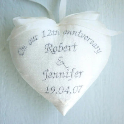 12th Anniversary Silk Gift Heart with Hanging Star 12th Silk Anniversary Gifts
