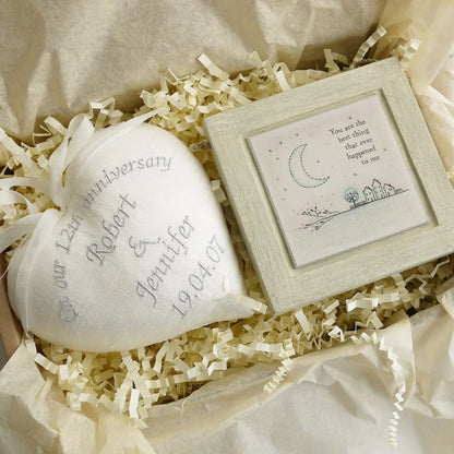 12th Anniversary Silk Gift Heart with Picture 12th Silk Anniversary Gifts