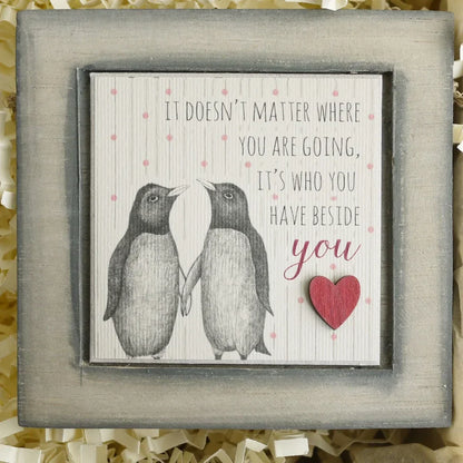 12th Silk Anniversary Gift Heart with Penguin Picture