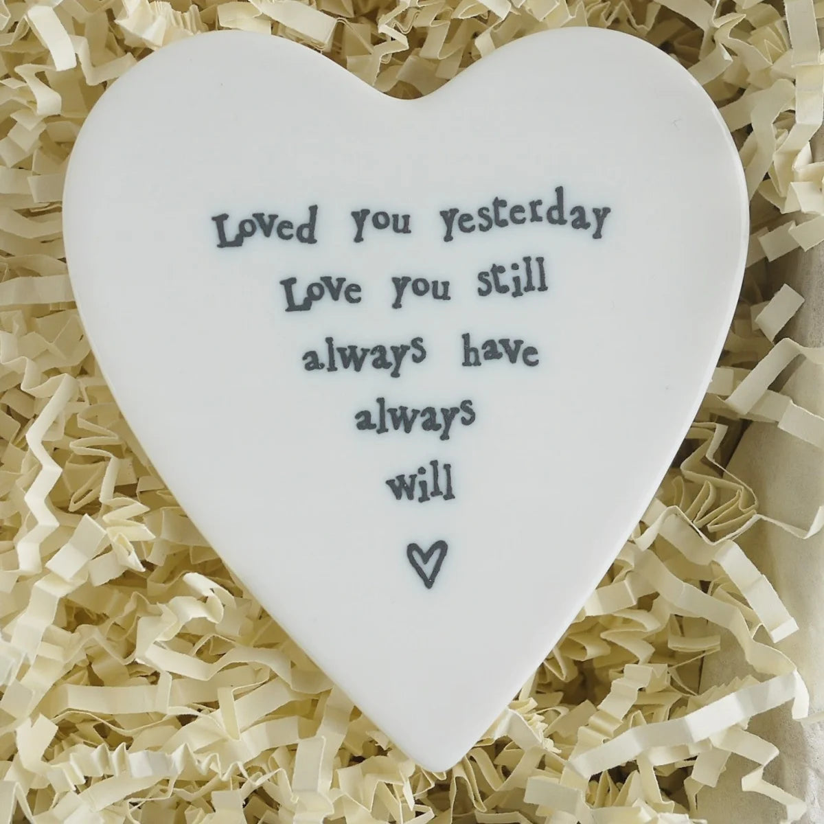 12th Silk Anniversary Gift Heart with Porcelain Coaster