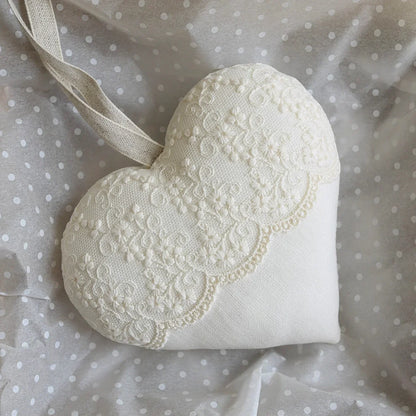 13th Anniversary Lace Embroidered Personalised Heart Gift