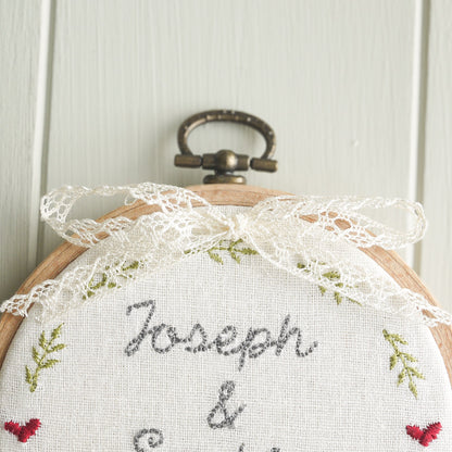 13th Anniversary Lace Personalised Gift Embroidered Hoop
