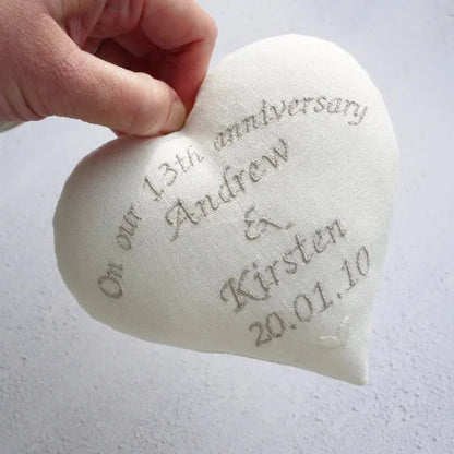 13th Anniversary Personalised Gift Heart with Porcelain Heart Ornament