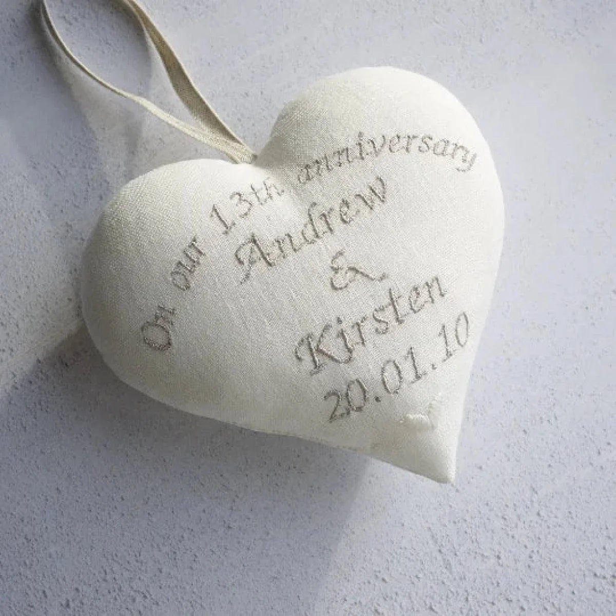 13th Anniversary Personalised Lace Gift Heart and Ring Dishes