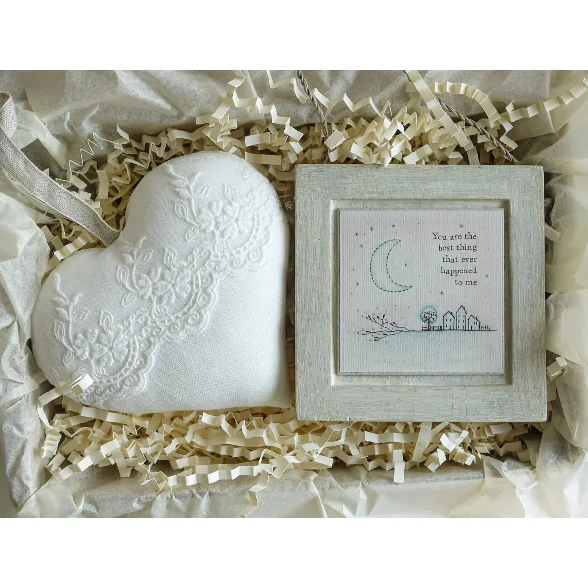 13th Lace Anniversary Embroidered Heart Gift