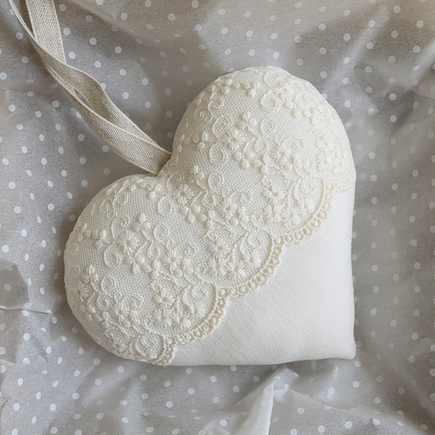 13th Lace Anniversary Embroidered Heart Gift