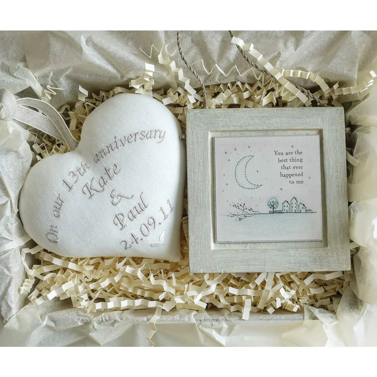 13th Lace Anniversary Embroidered Heart Gift