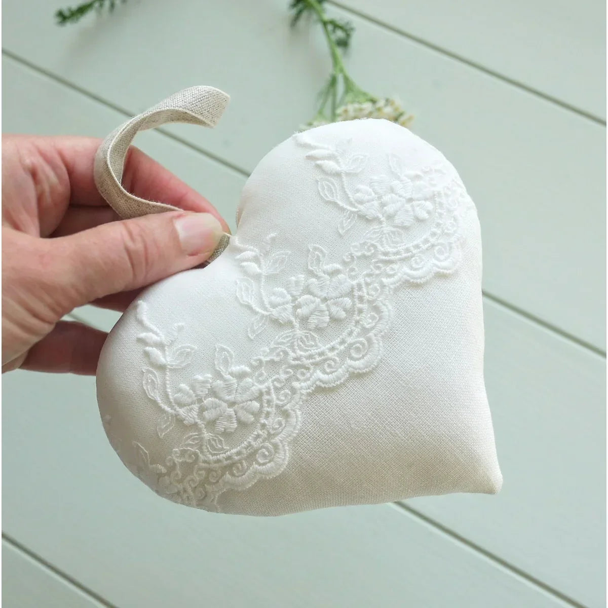 13th Lace Anniversary Embroidered Heart Gift