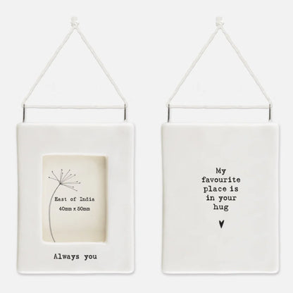 13th Lace Anniversary Gift Embroidered Heart and mini porcelain photo frame